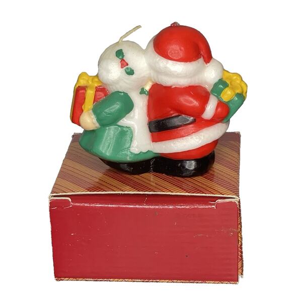 Vintage Avon Exchanging Gifts Candle 3.25" Santa & Mrs Claus w/ Box Double-Wick - Picture 3 of 8